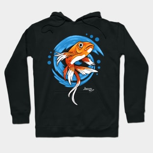 Carp Koi Fish on Blue waves Hoodie